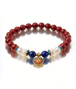 Cinnabar & Amber Longevity Lock Bracelet - Luck Changing Protection Amulet for Women