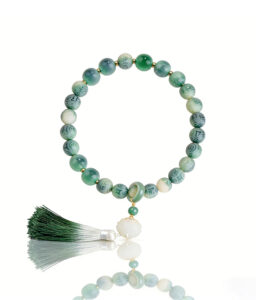 White Bodhi Seed Mala Bracelet - Six-Syllable Mantra Meditation Beads for Mindfulness & Wellness