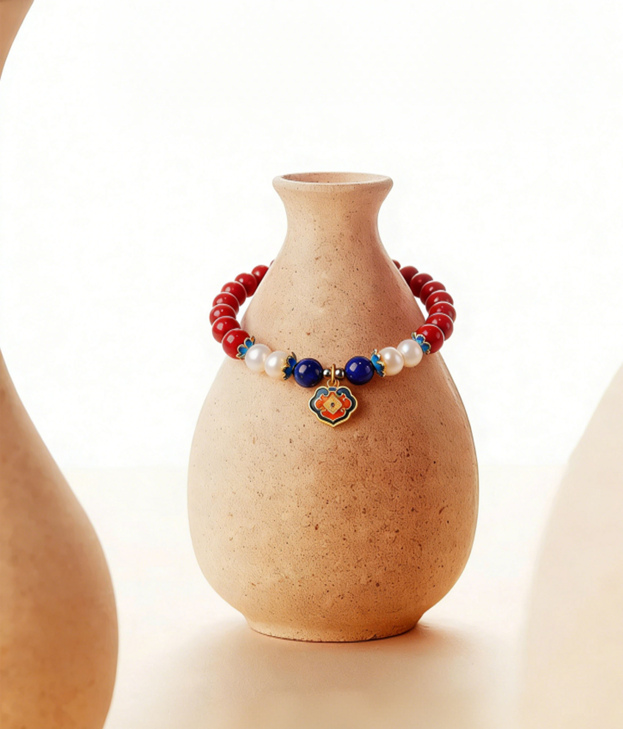 Cinnabar & Amber Longevity Lock Bracelet - Luck Changing Protection Amulet for Women - Image 2