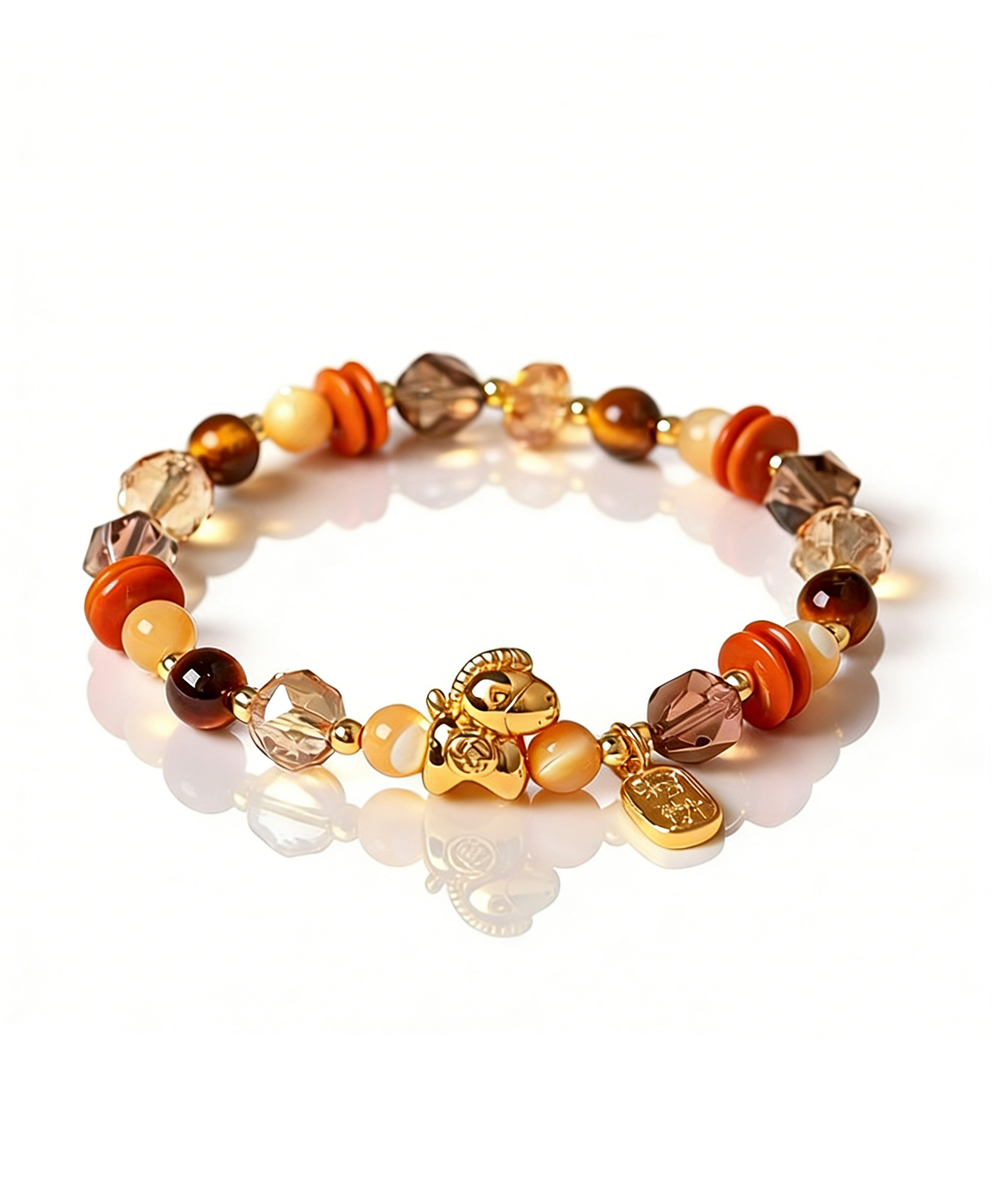 Faceted Tiger's Eye & Pearl Bracelet - Protective Stone Amulet for Courage & Fortune