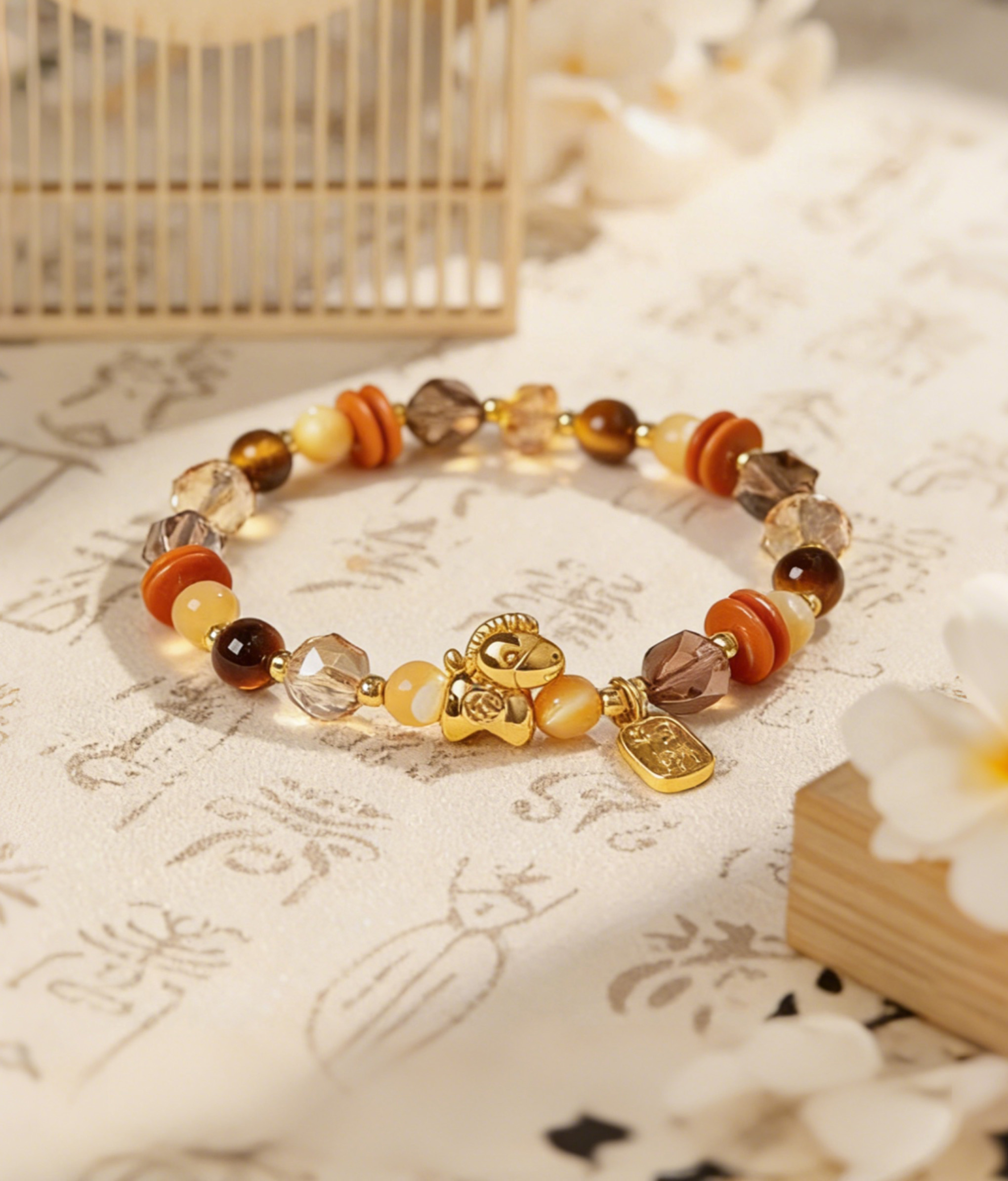 Faceted Tiger's Eye & Pearl Bracelet - Protective Stone Amulet for Courage & Fortune - Image 2