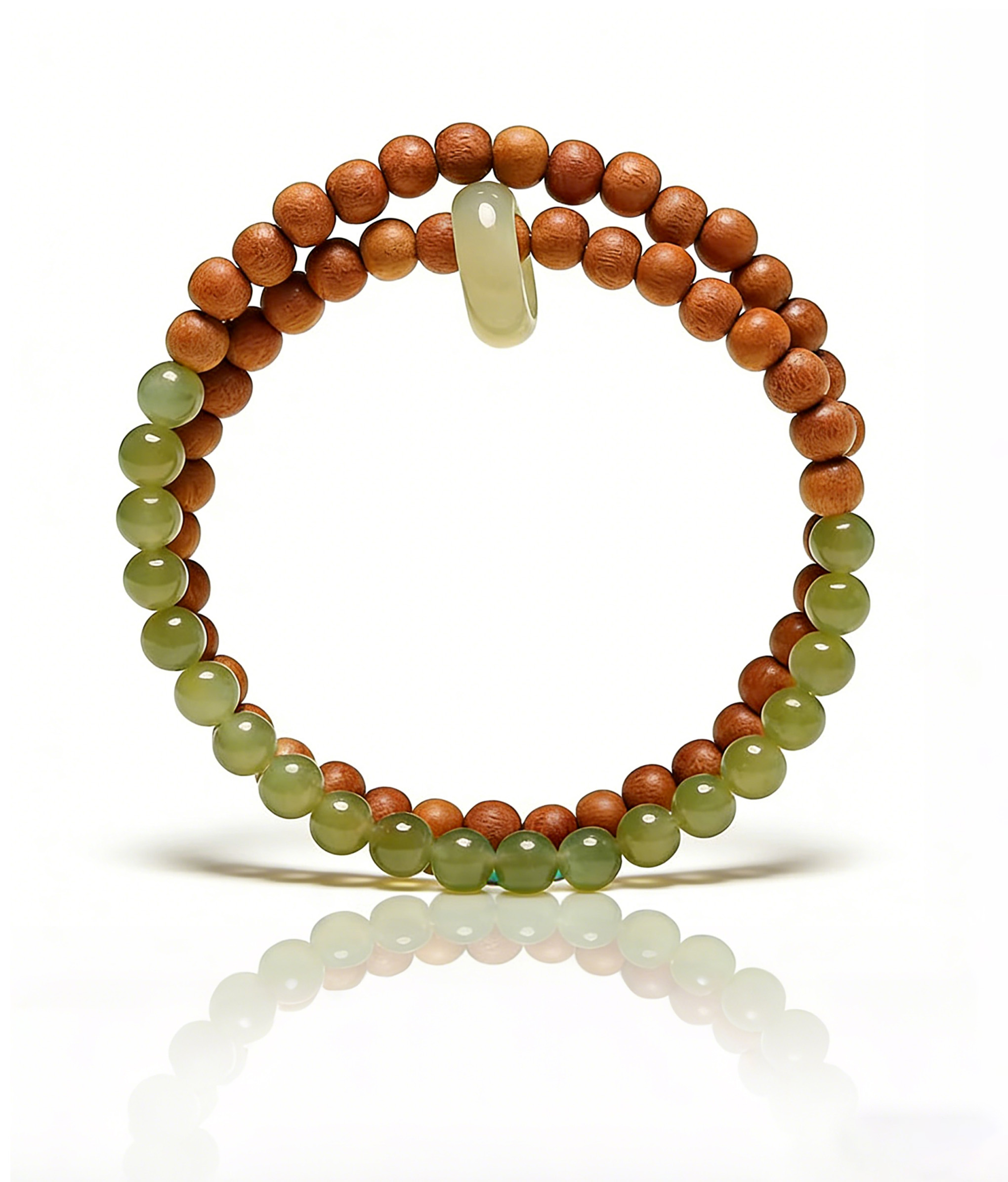Wellness Sandalwood Prayer Bracelet - Unisex Double-Strand Jade Bracelet for Vitality