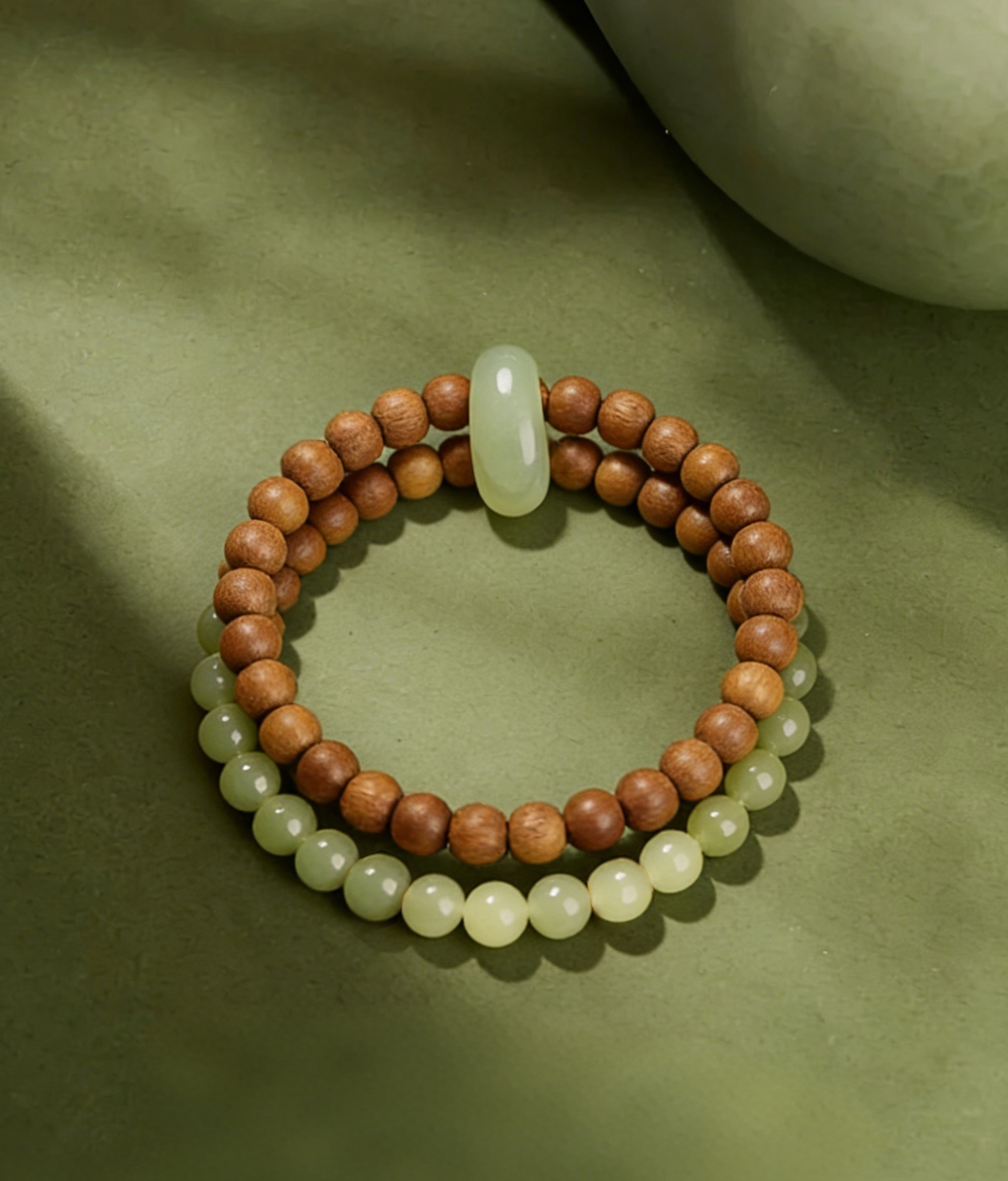 Wellness Sandalwood Prayer Bracelet - Unisex Double-Strand Jade Bracelet for Vitality - Image 3