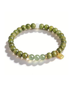 Green Sandalwood & Jade Bracelet - Natural Healing Stone for Balance & Vitality