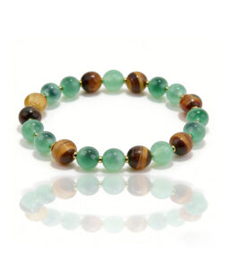 Lucky Charm Bracelet with Citrine & Tiger Eye - Love Engraved Crystal for Good Fortune