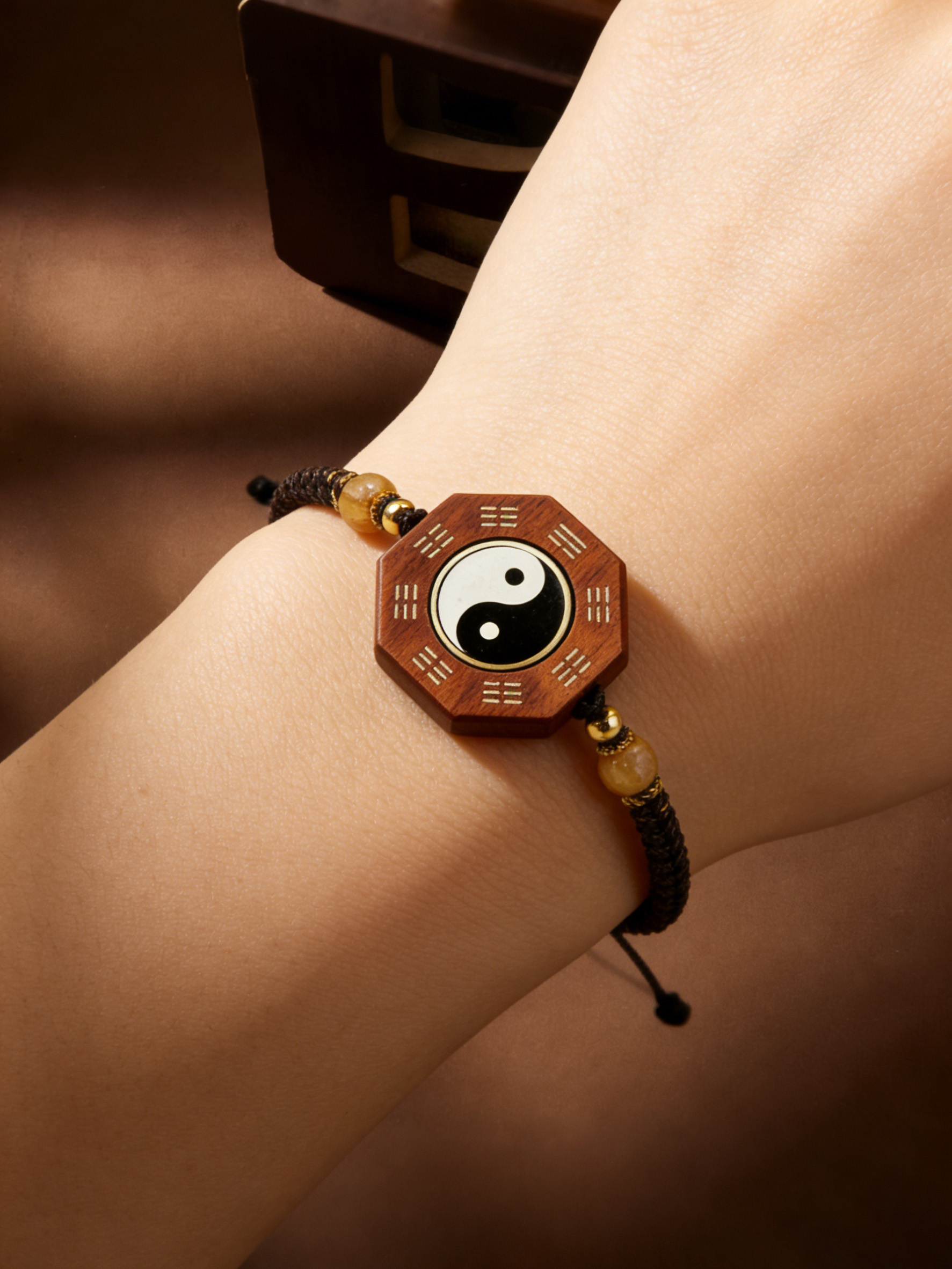 Protective Tai Chi Talisman Bracelet - Handcrafted Jujube Wood Retro Amulet Jewelry (High-Quality) - Image 3