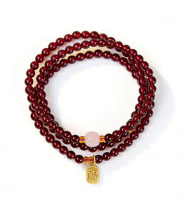 Feng Shui Triple-Strand Garnet Bracelet - Women’s Crystal & Hetian Jade Jewelry (Energy-Balancing, Luck-Attracting Accessory)