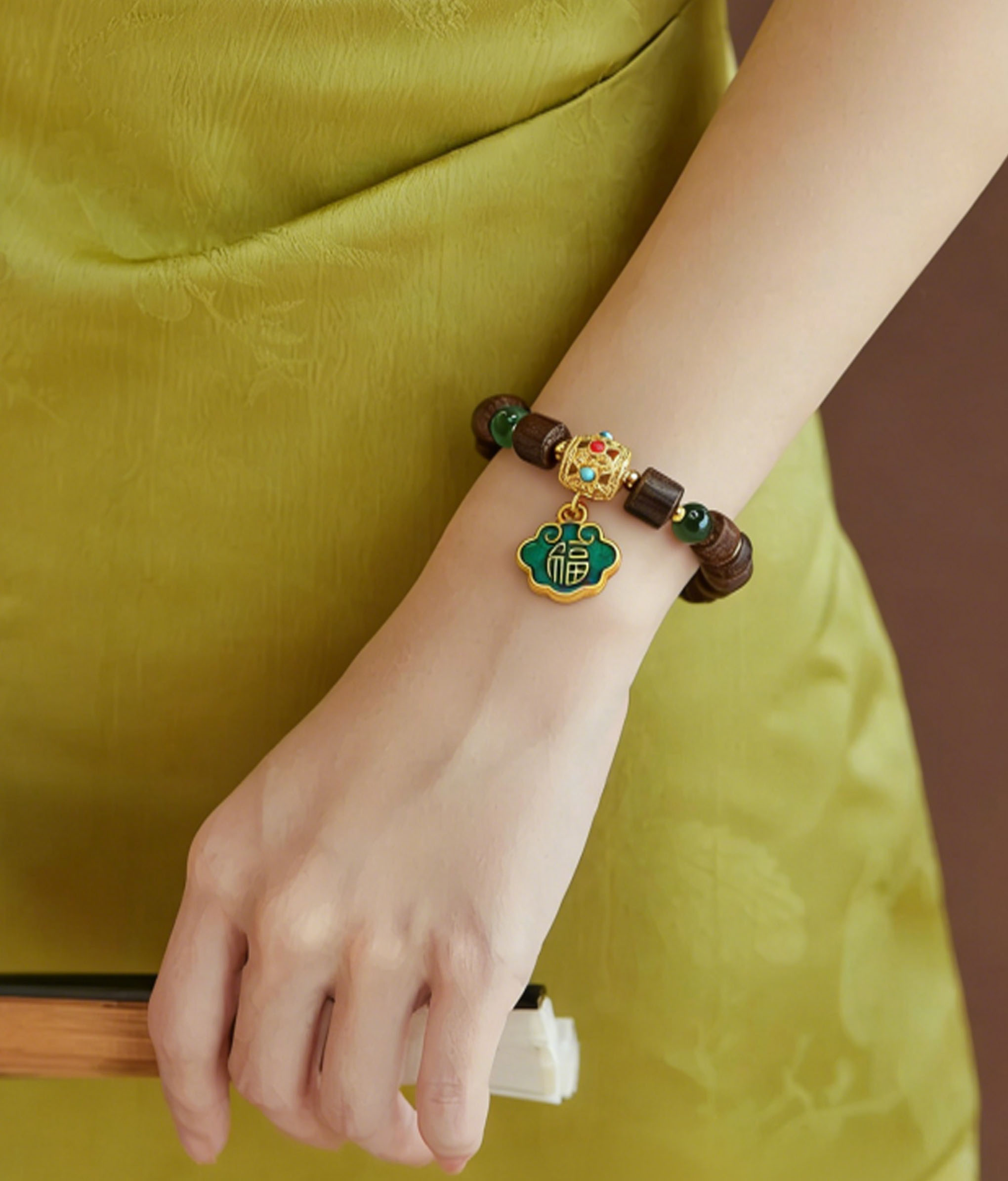 Natural Hetian Jade & Agarwood Protection Bracelet | Spiritual Talisman Jewelry in Zen Chinese Style - Image 3