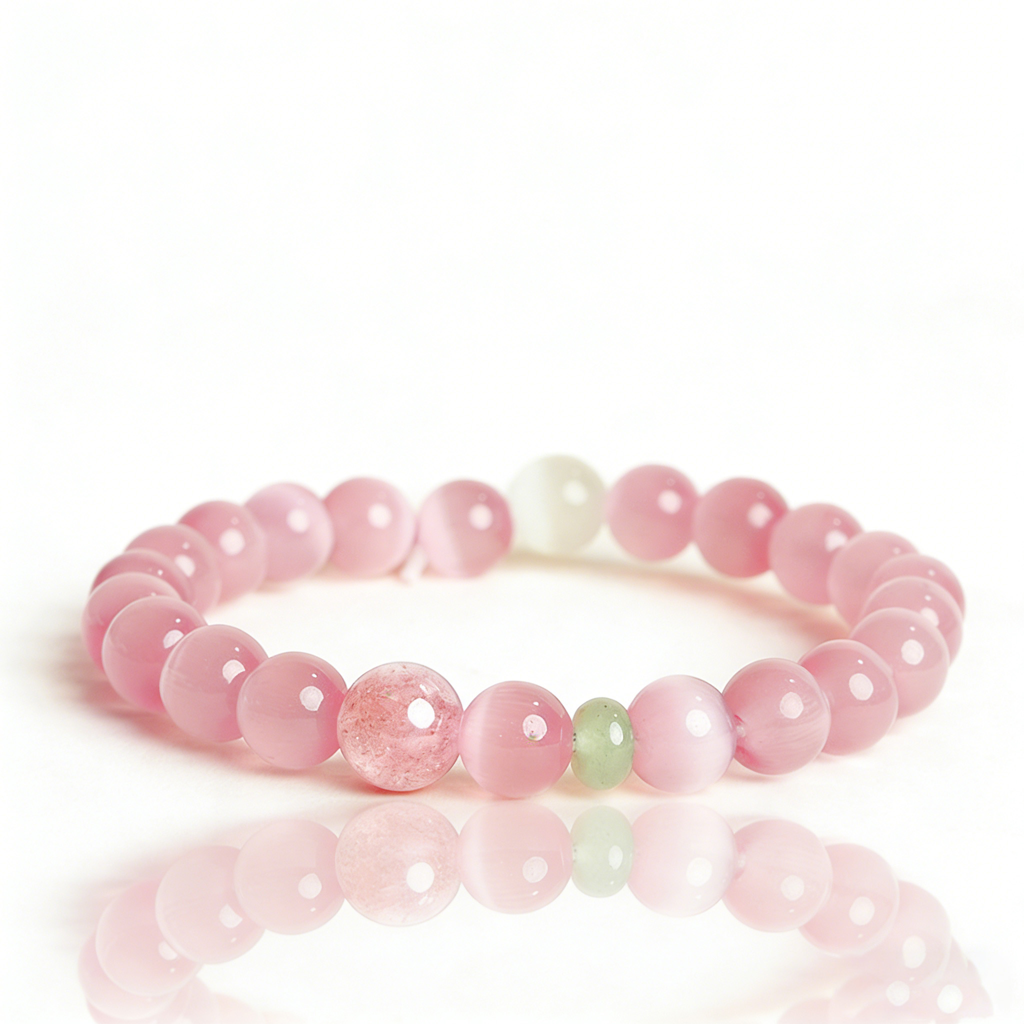 Cat's Eye Quartz & Crystal Lucky Bracelet | Feng Shui Love Energy Jewelry for Romance & Connection