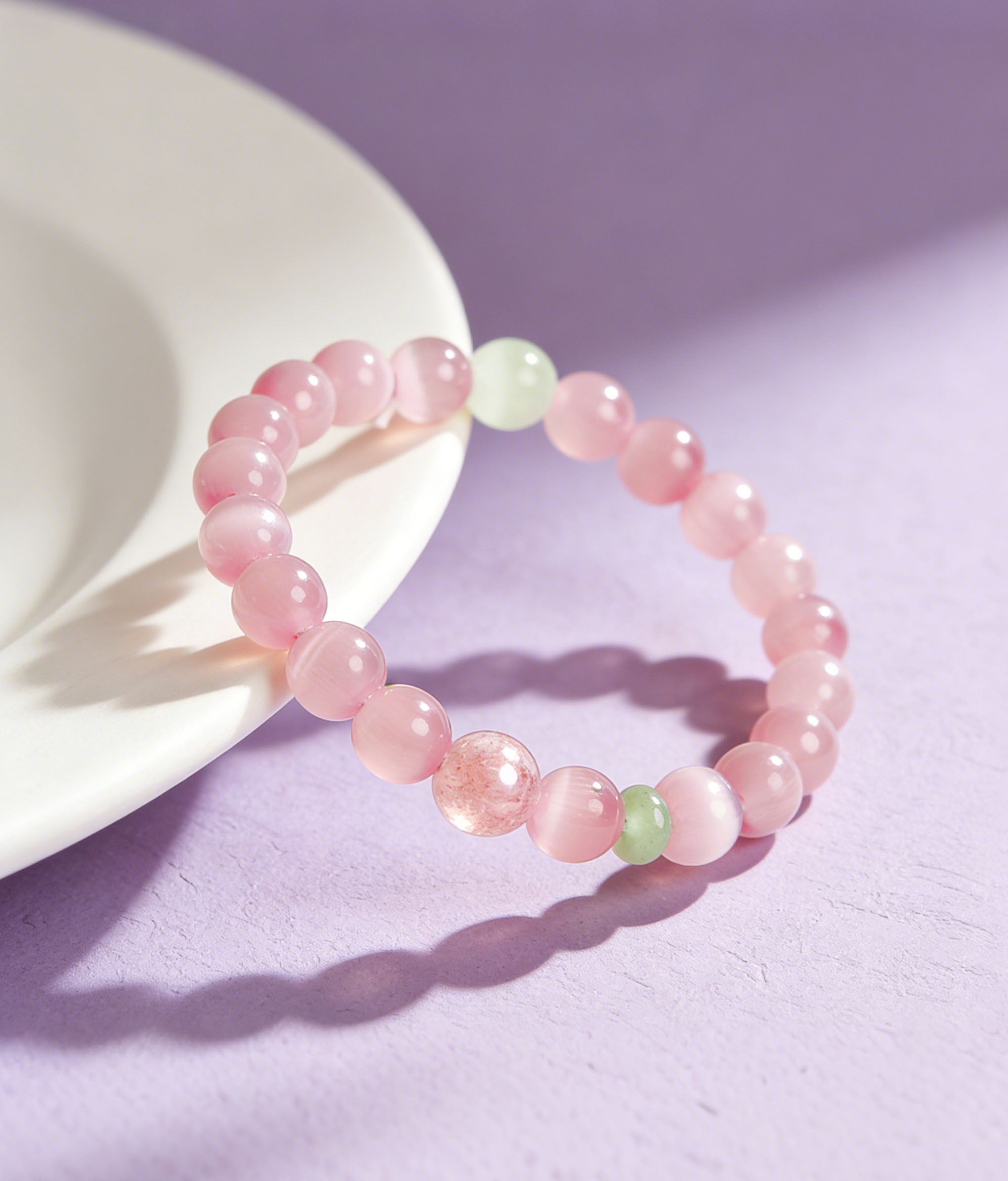 Cat's Eye Quartz & Crystal Lucky Bracelet | Feng Shui Love Energy Jewelry for Romance & Connection - Image 2