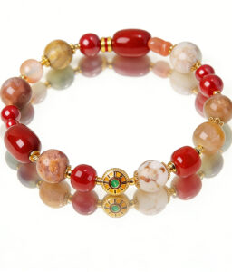 Dunhuang Color Gemstone Table Sculpture | Southern Red Agate & Coral Multi-Gem Handheld Art Piece