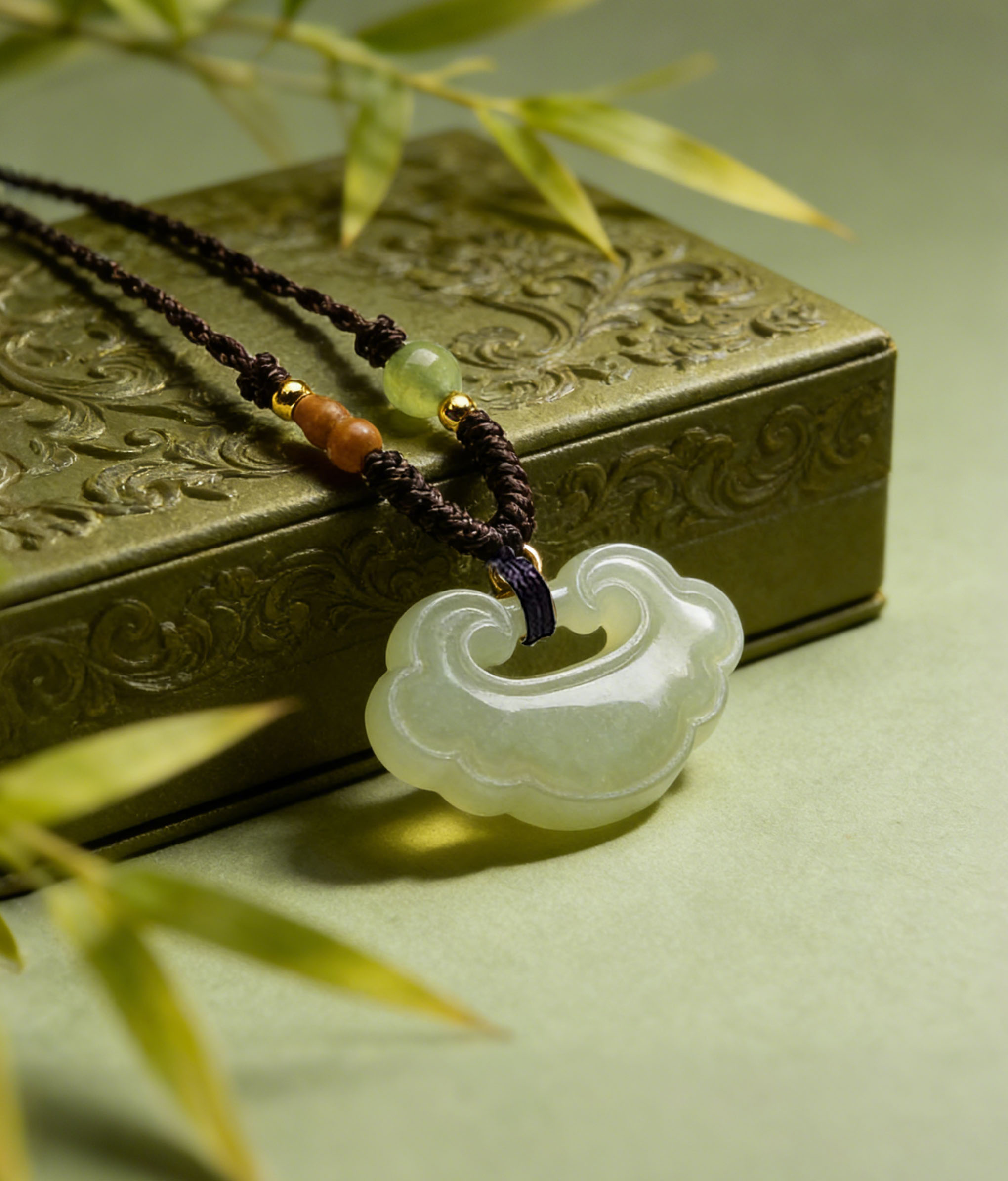 Natural Hetian Jade "Ruyi" Cloud Locket Pendant | Symbol of Wellness & Serenity | Portable Health Talisman - Image 3