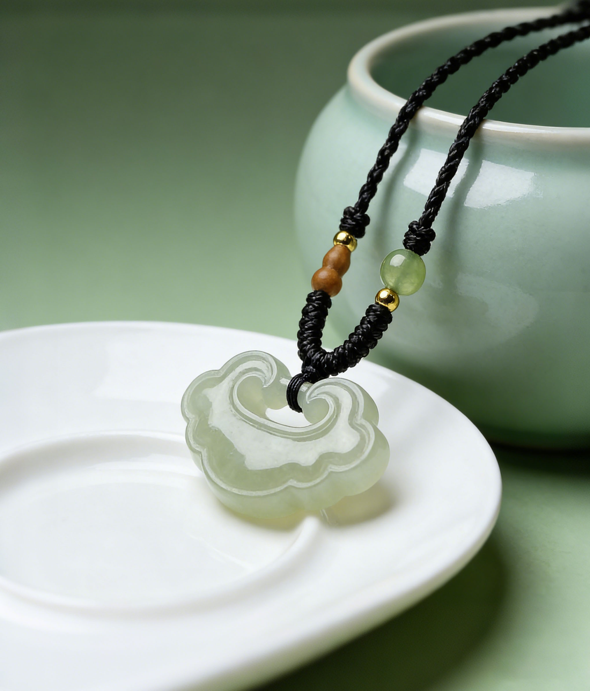 Natural Hetian Jade "Ruyi" Cloud Locket Pendant | Symbol of Wellness & Serenity | Portable Health Talisman - Image 2