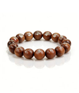 Talisman Wood & Silver Inscription Bracelet | Taoist Symbol Protection Amulet with Ancient Seals
