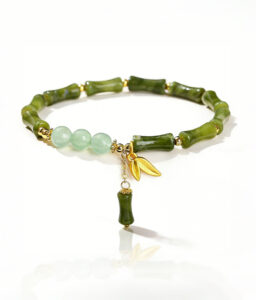 Bamboo & Crystal Healing Bracelet | Natural Southern Jade & Agate Beads with Zen Tassels | Mindful Wellness Jewelry for Women